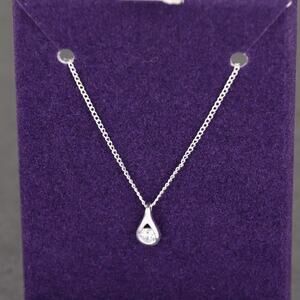 Claire's Sterling Silver 925 Cubic Zirconia Pendant Necklace 18"